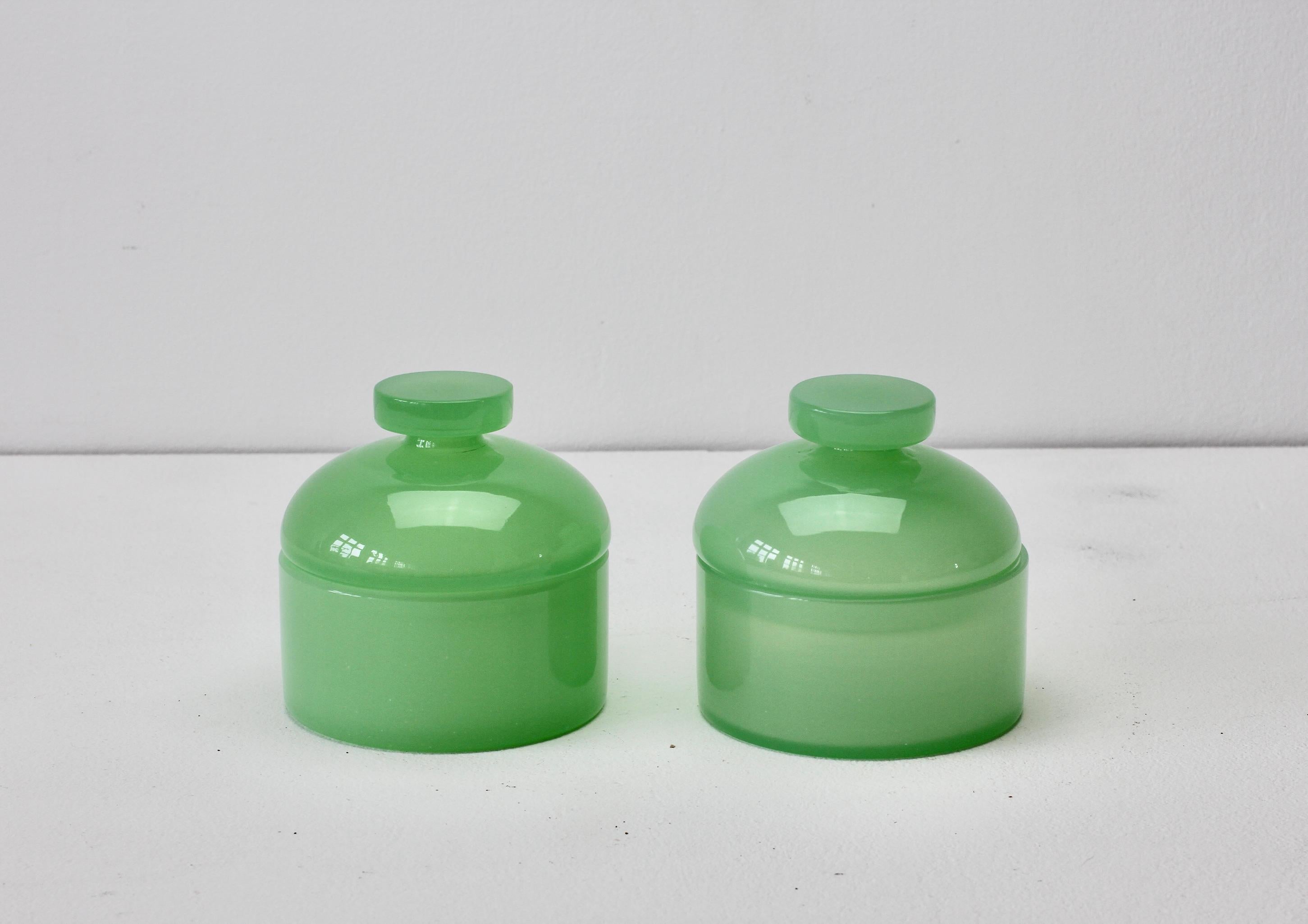 vintage green glass jar with lid