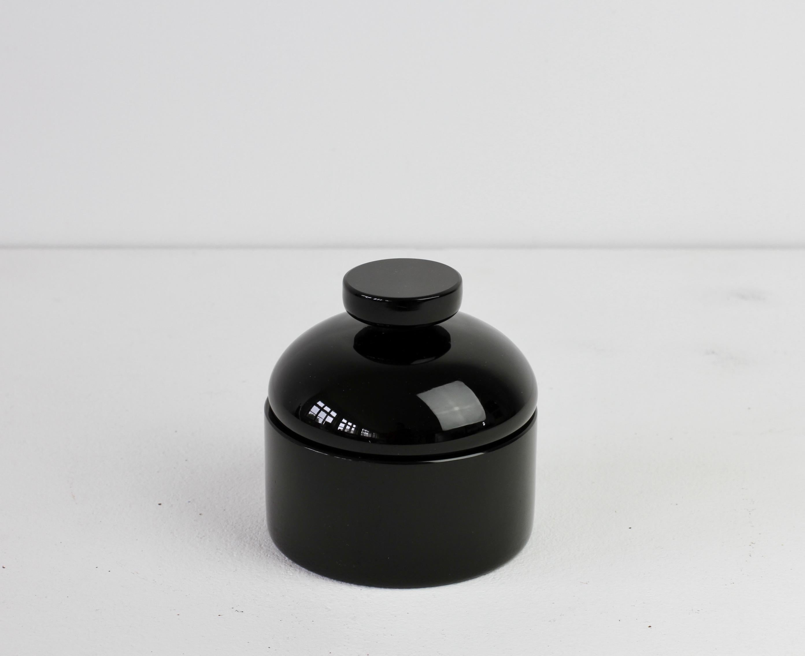 Mid-Century Modern Cenedese Mid-Century Solid Black Italian Murano Glass Apothecary Lidded Jar