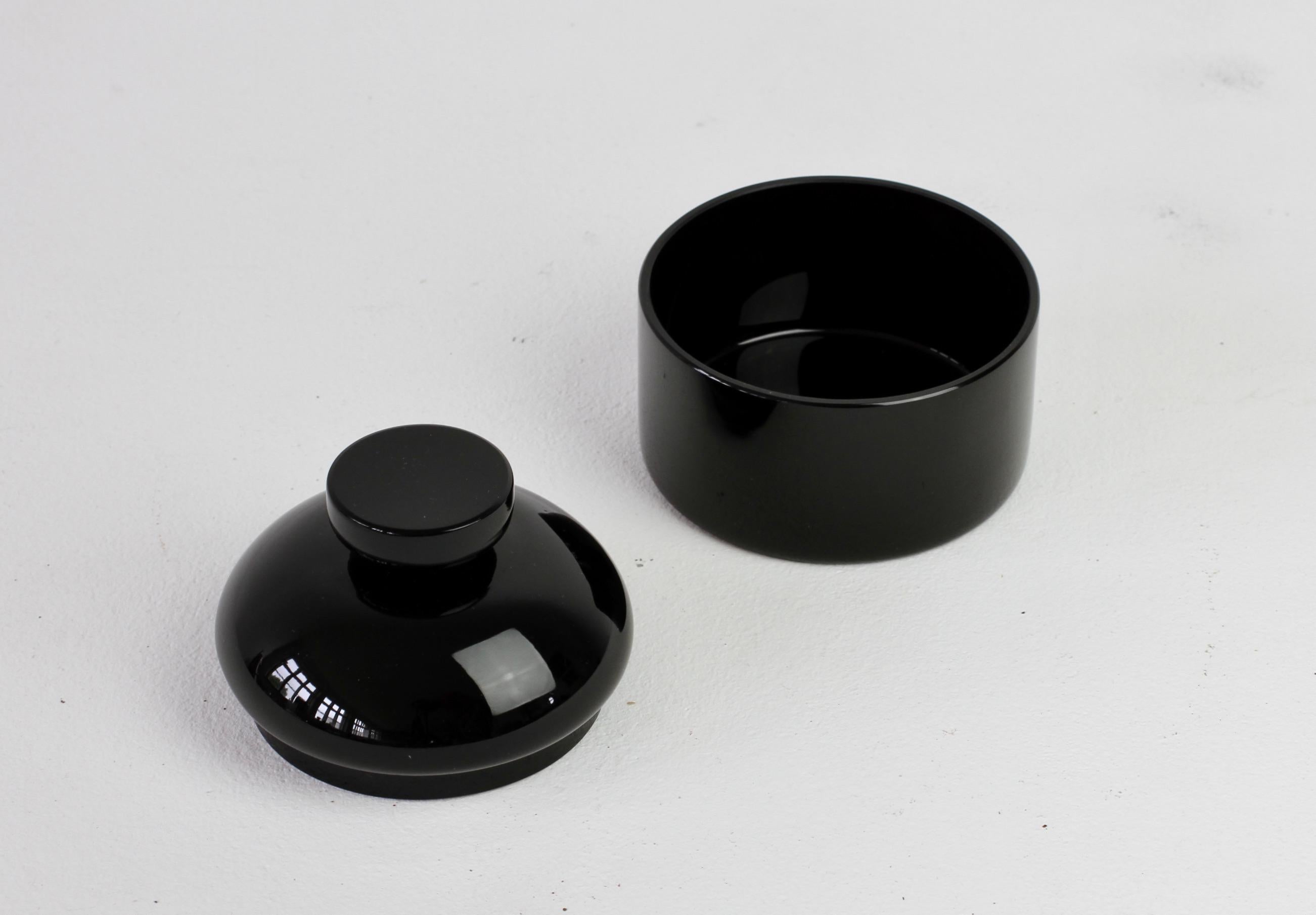 Cenedese Mid-Century Solid Black Italian Murano Glass Apothecary Lidded Jar 1