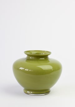 Cenedese Moss Green Vintage Midcentury Italian Murano Glass Vase or Vessel