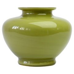 Vase ou récipient en verre de Murano vintage vert mousse Cenedese, Italie, milieu du siècle dernier