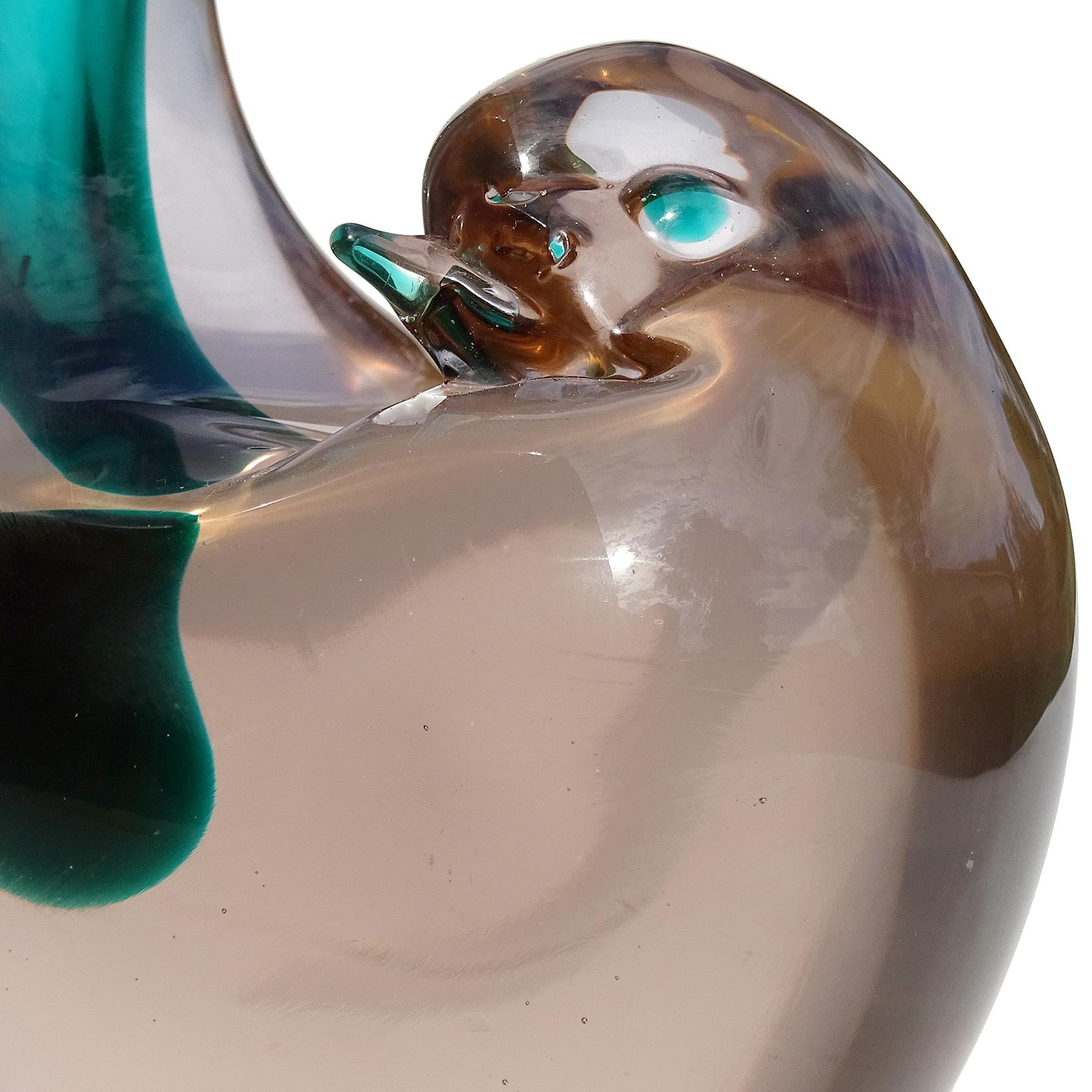 Cenedese Murano 1961 Sommerso Champagne Italian Art Glass Bird Sculptural Vase For Sale 1