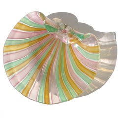 Cenedese Murano A Schillernde Muschelschale aus italienischem Kunstglas mit Kannenbändern