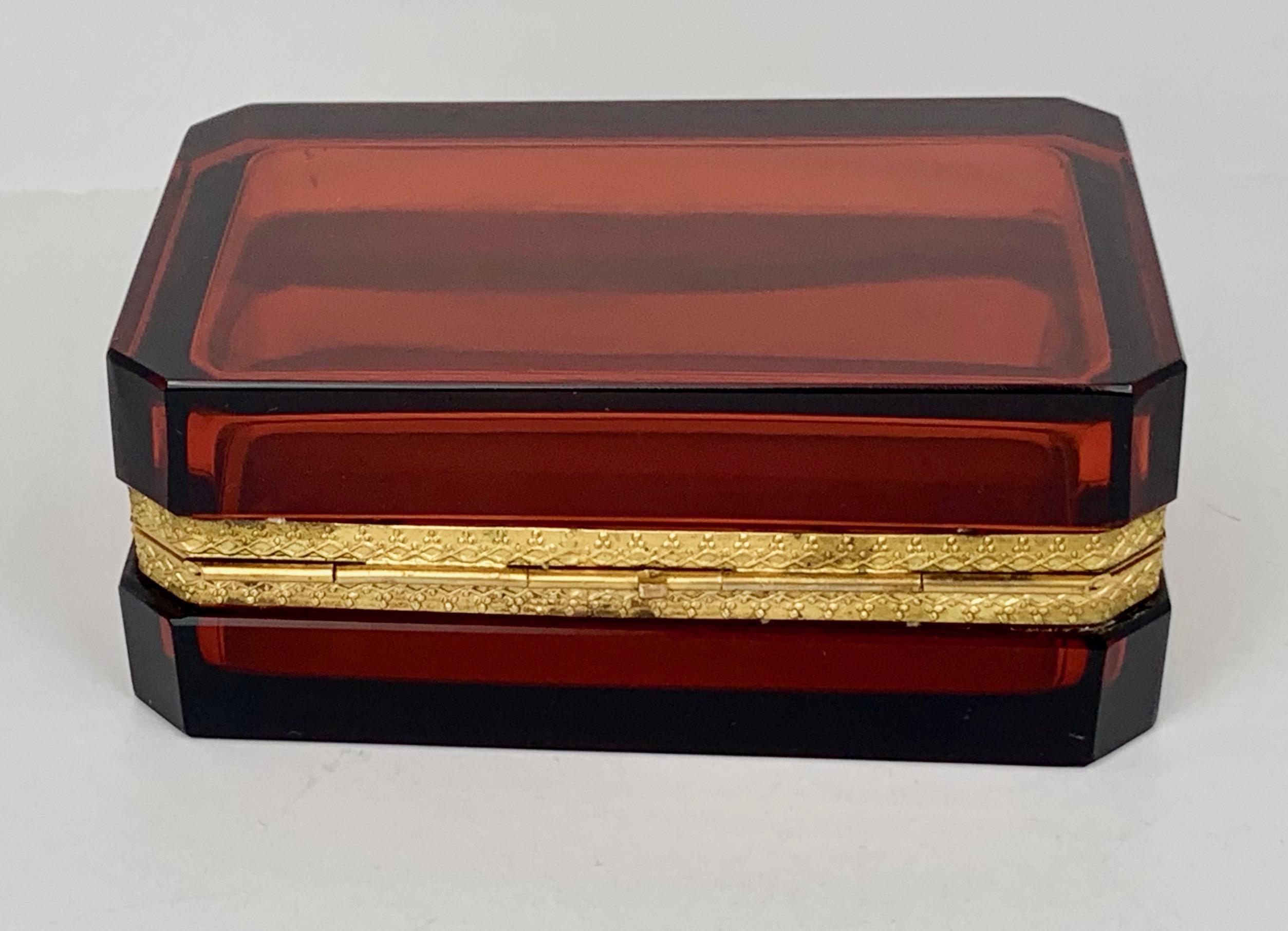 Gilt Cenedese Murano Amber Hinged Glass Box