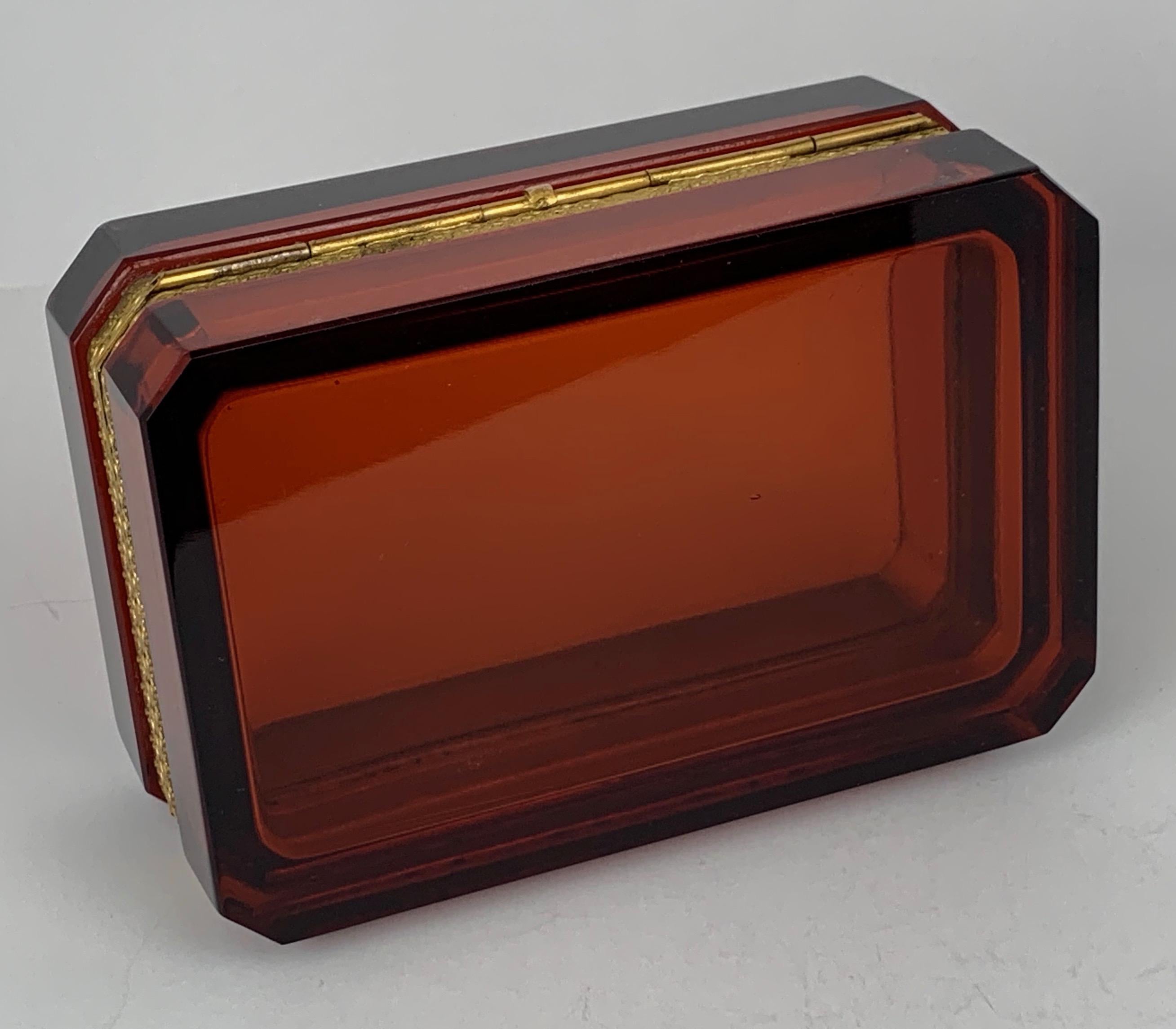 Late 20th Century Cenedese Murano Amber Hinged Glass Box
