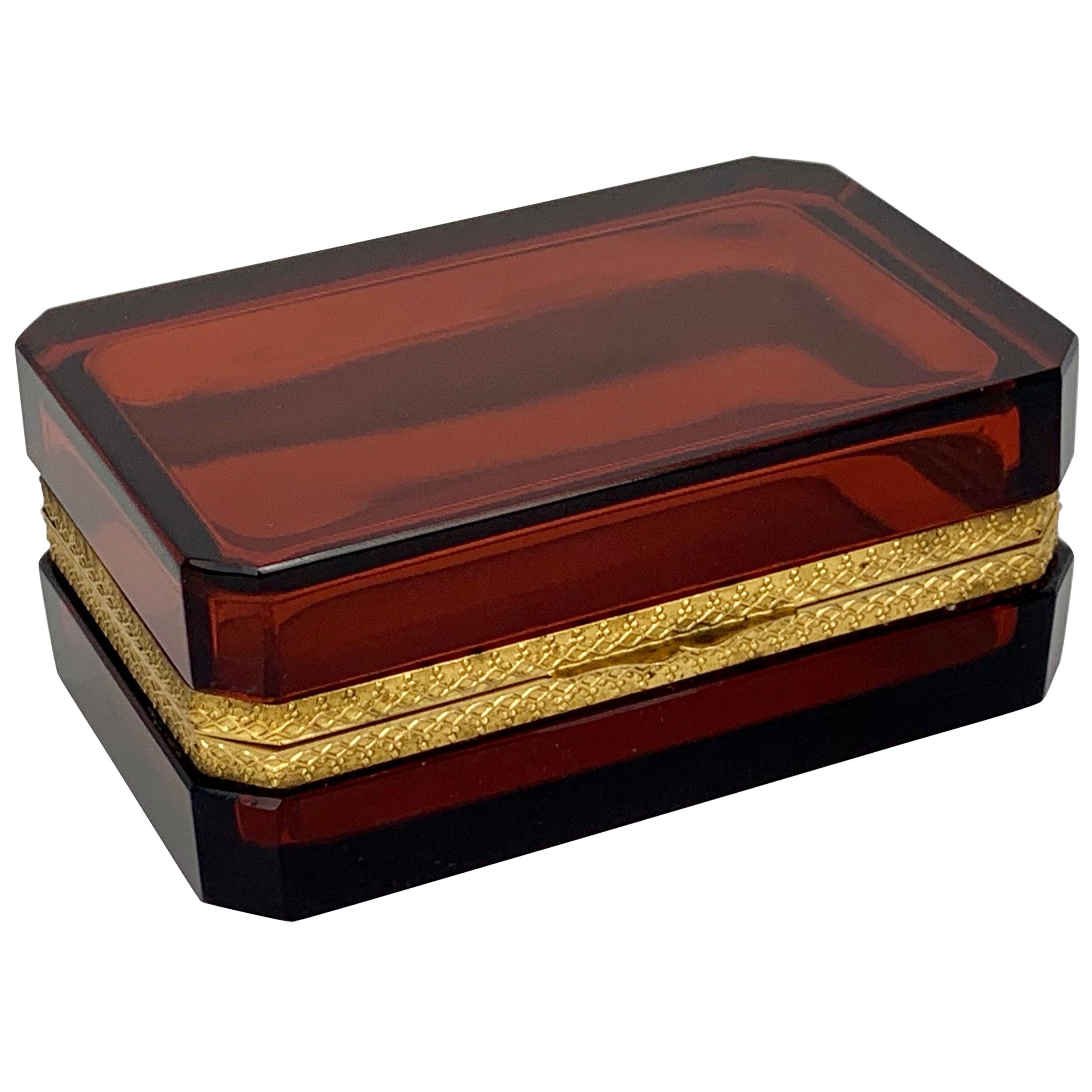 Cenedese Murano Amber Hinged Glass Box