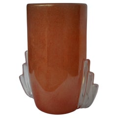 Jarrón Art Decó de cristal soplado de Murano de color naranja, 2000