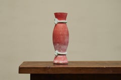 Cenedese Murano Attributed Scavo Vase in Red and Green Italy 1960s