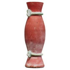 Cenedese Murano Attributed Scavo Vase in Red and Green Italy 1960s
