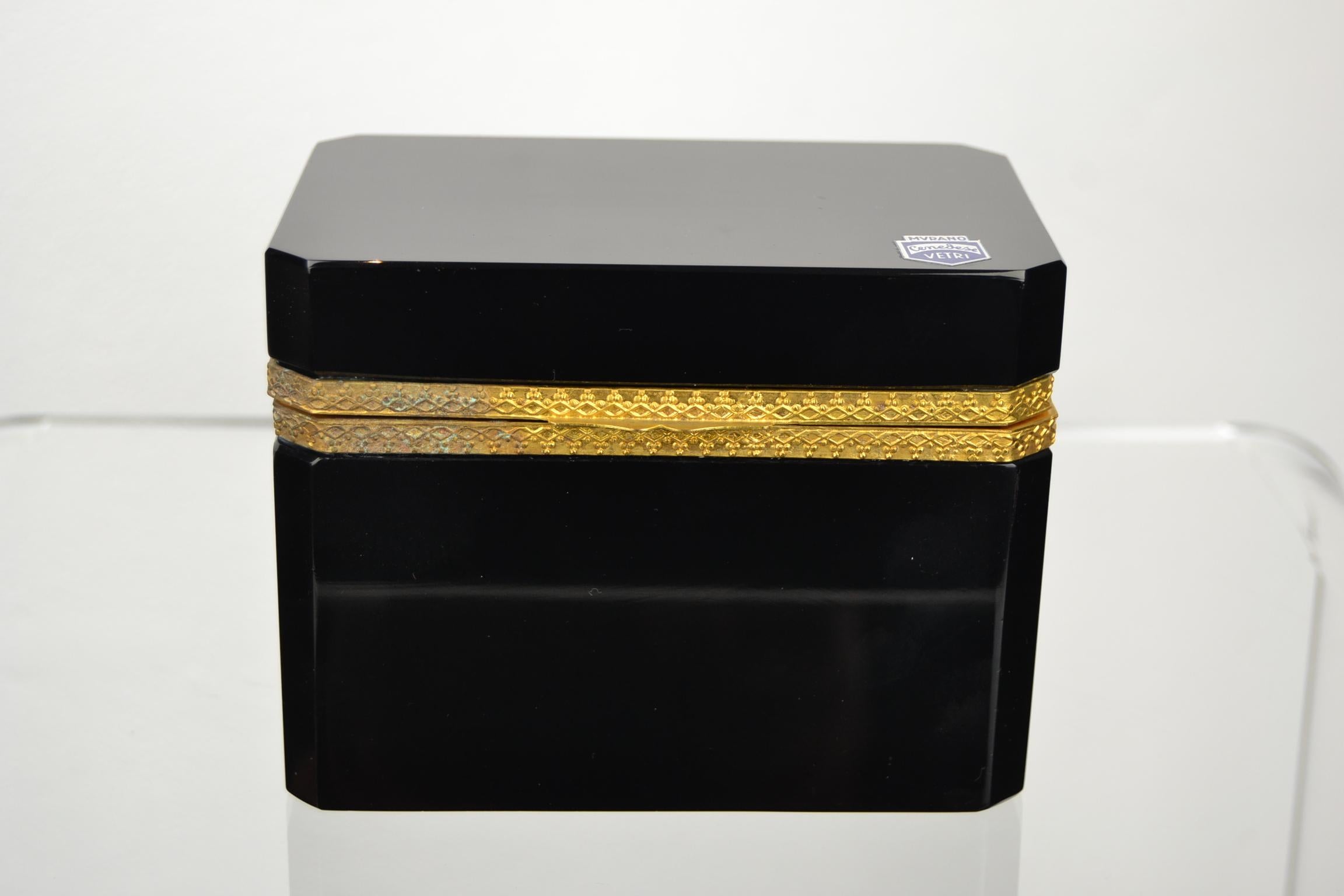 Cenedese Murano Black Jewelry Box, 1950s For Sale 5