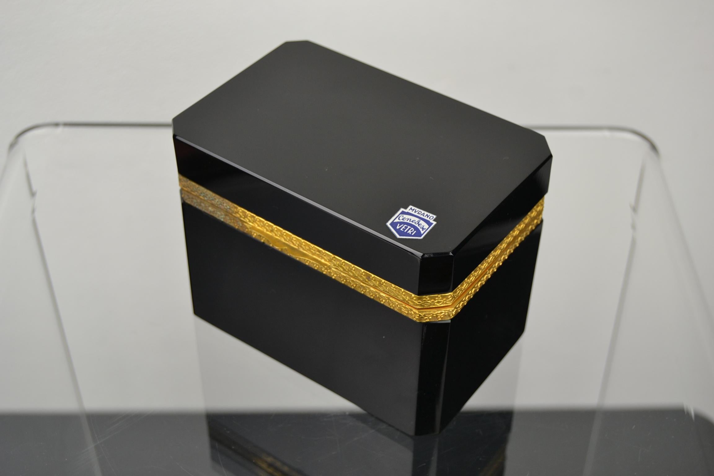 Cenedese Murano Black Jewelry Box, 1950s For Sale 7