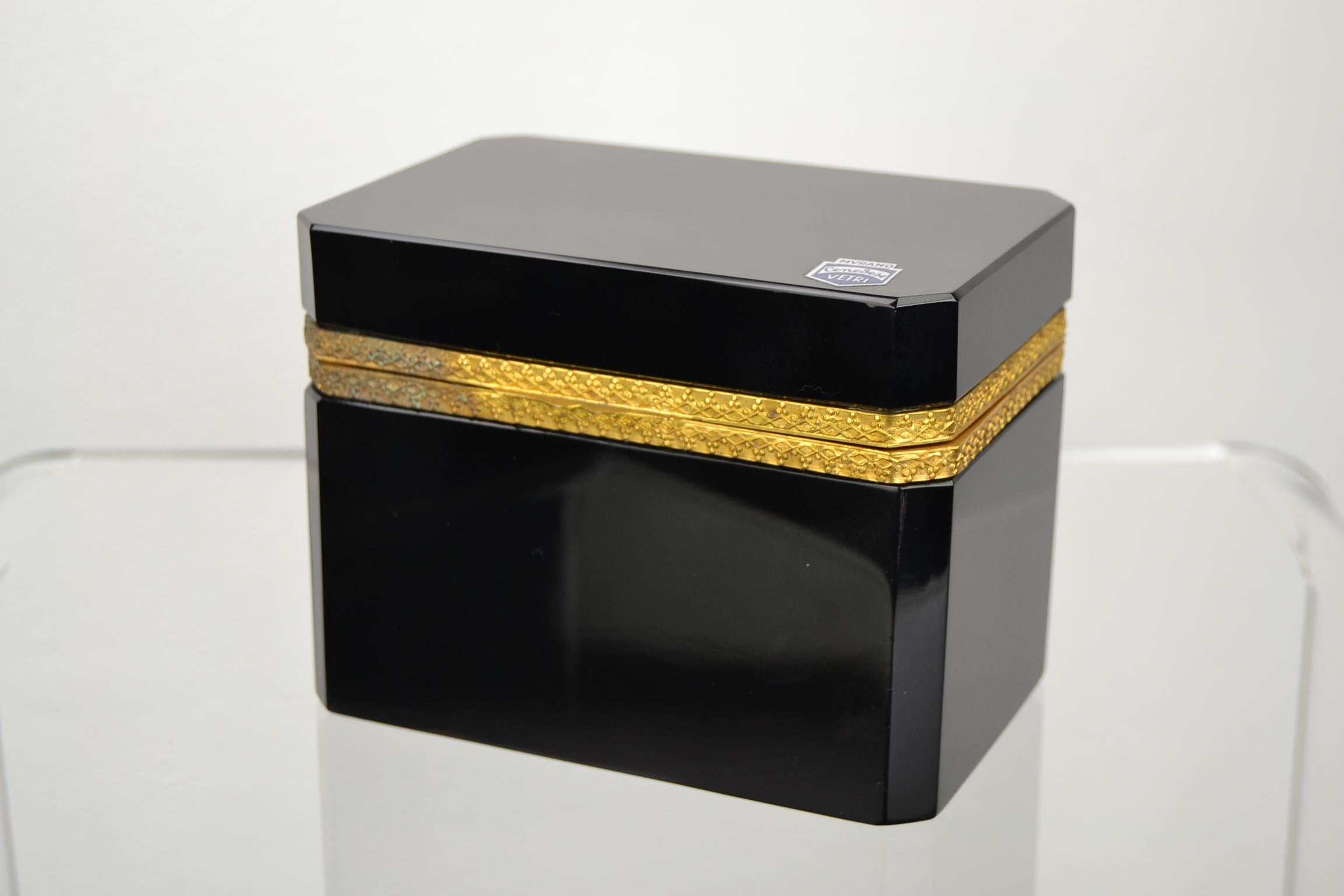 Mid-Century Modern Cenedese Murano Black Jewelry Box, 1950s For Sale