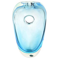 Cenedese Murano Blue Sommerso Vase or Glass Sculpture Vintage