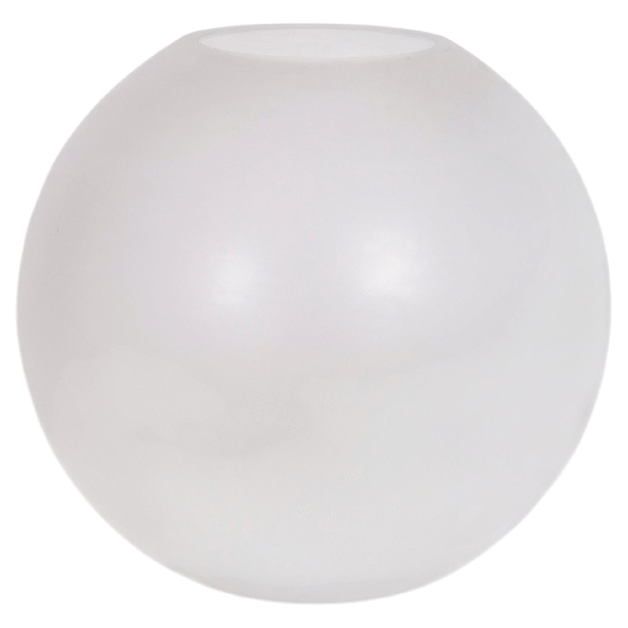 Cenedese Murano Frosted Glass Spherical Vase, Italy, 1980s
