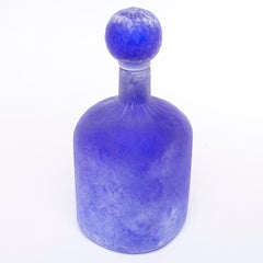Cenedese Murano Glass Blue Scavo Style Decanter