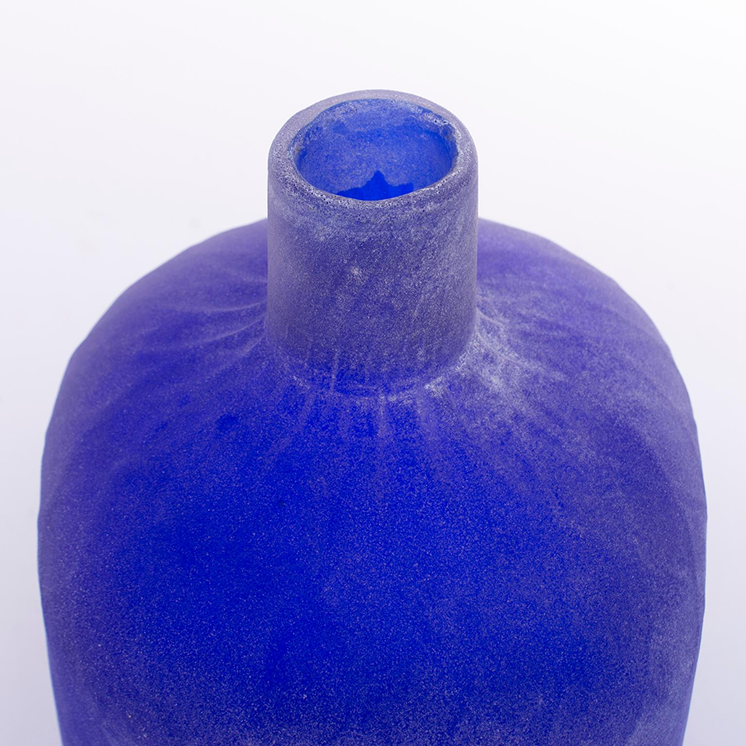 20th Century Cenedese Murano Glass Blue Scavo Style Decanter