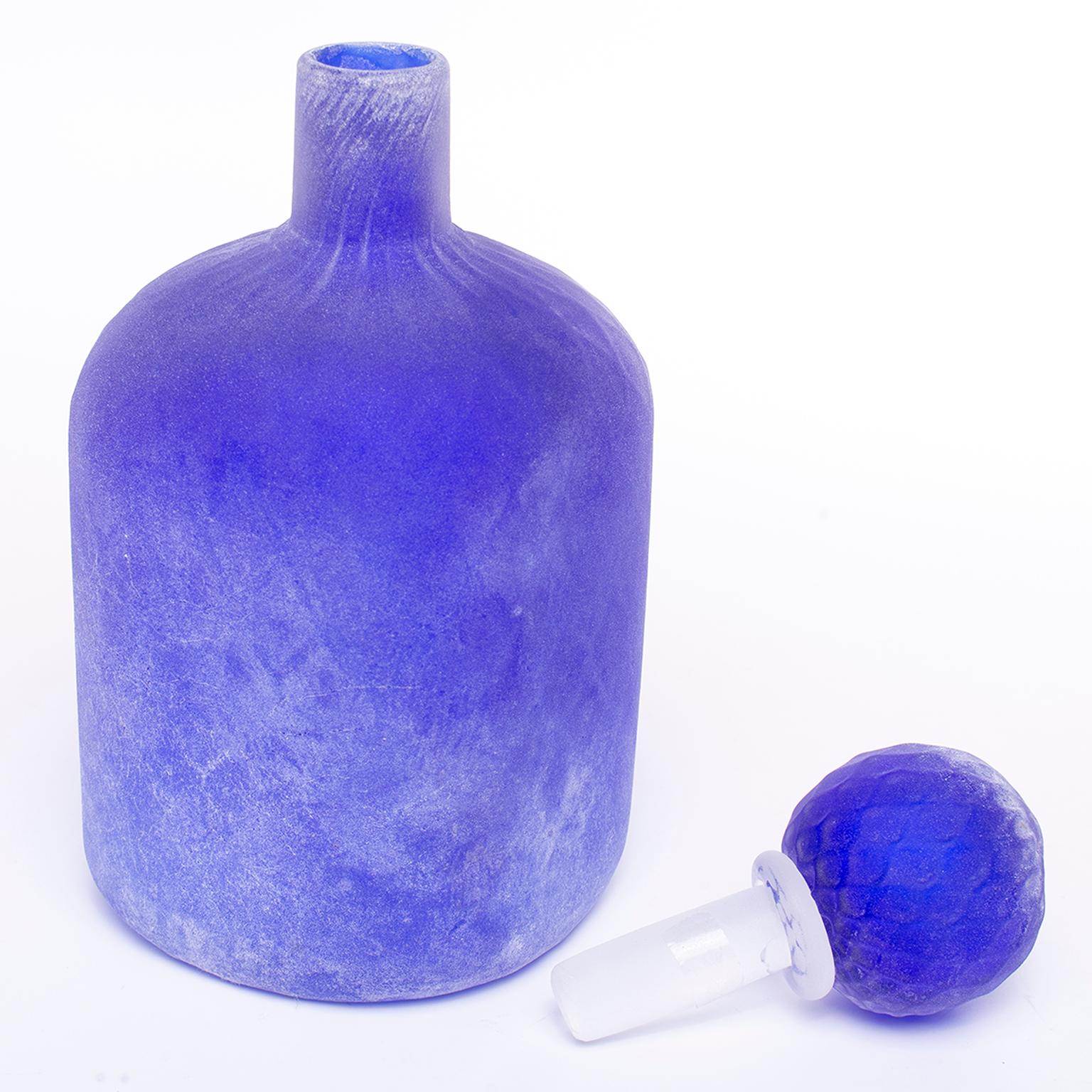 Cenedese Murano Glass Blue Scavo Style Decanter 2