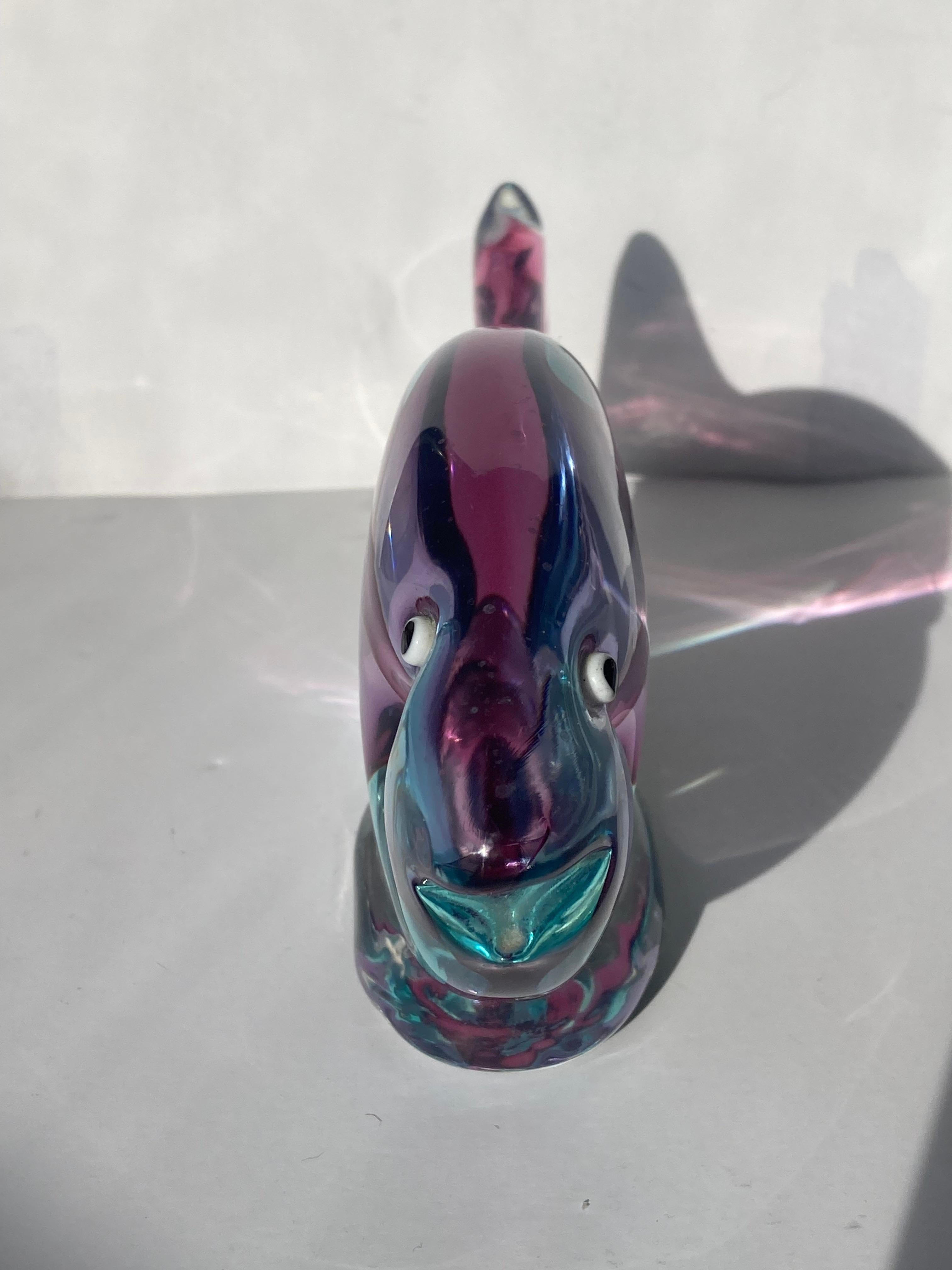 Italian Cenedese Murano glass fish sculpture /paperweight attb to Da Ros. For Sale