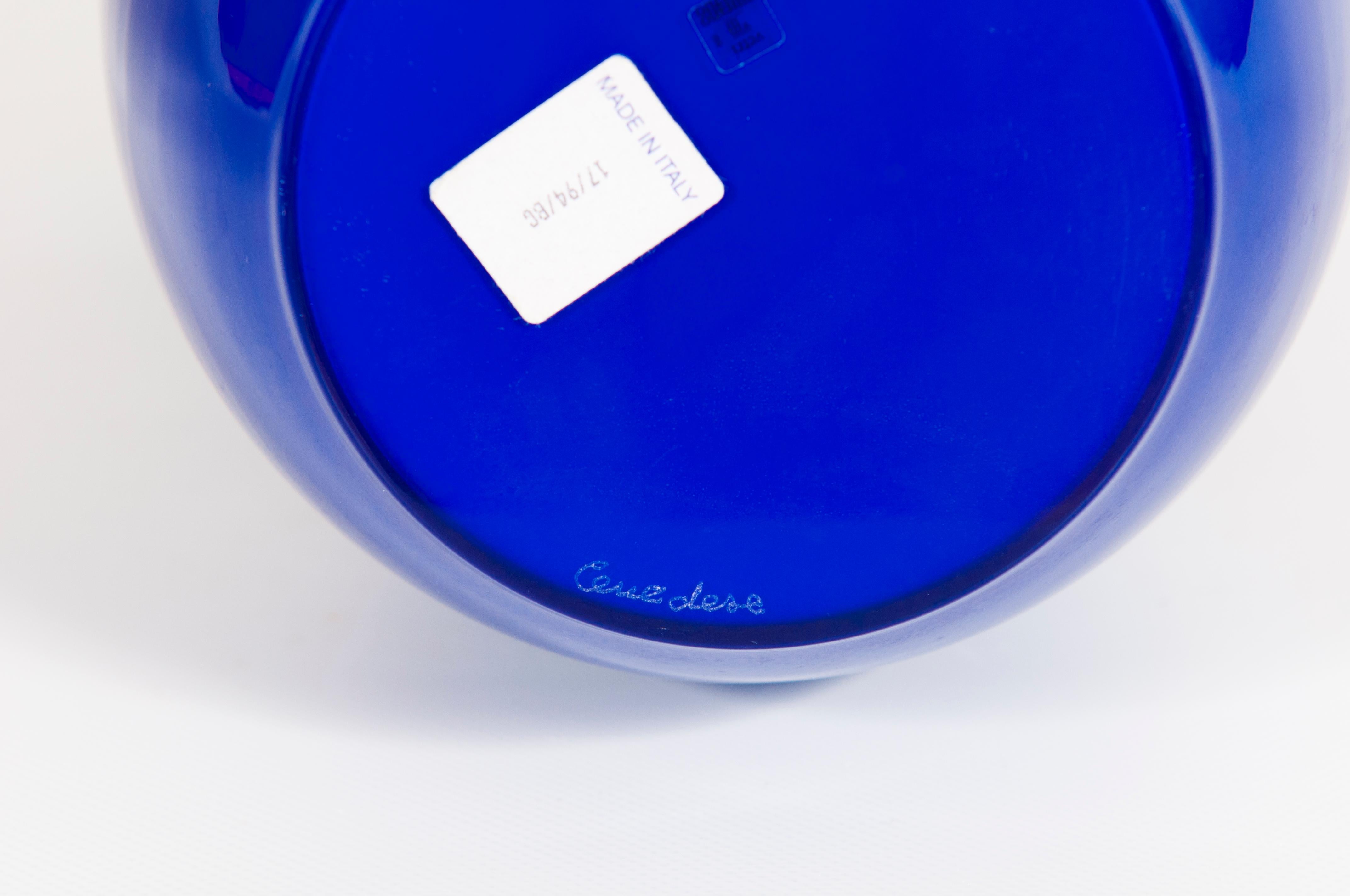 Italian Murano Glass Hourglass Vase, Cobalt Blue Yellow, 1980s ...
