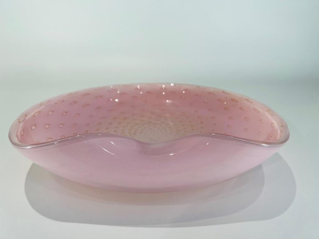 Incredible Cenedese Murano glass pink with gold center piece circa 1950.