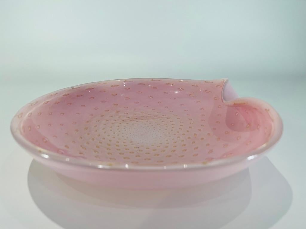 Other Cenedese  Murano glass pink with gold circa 1950 center piece. For Sale