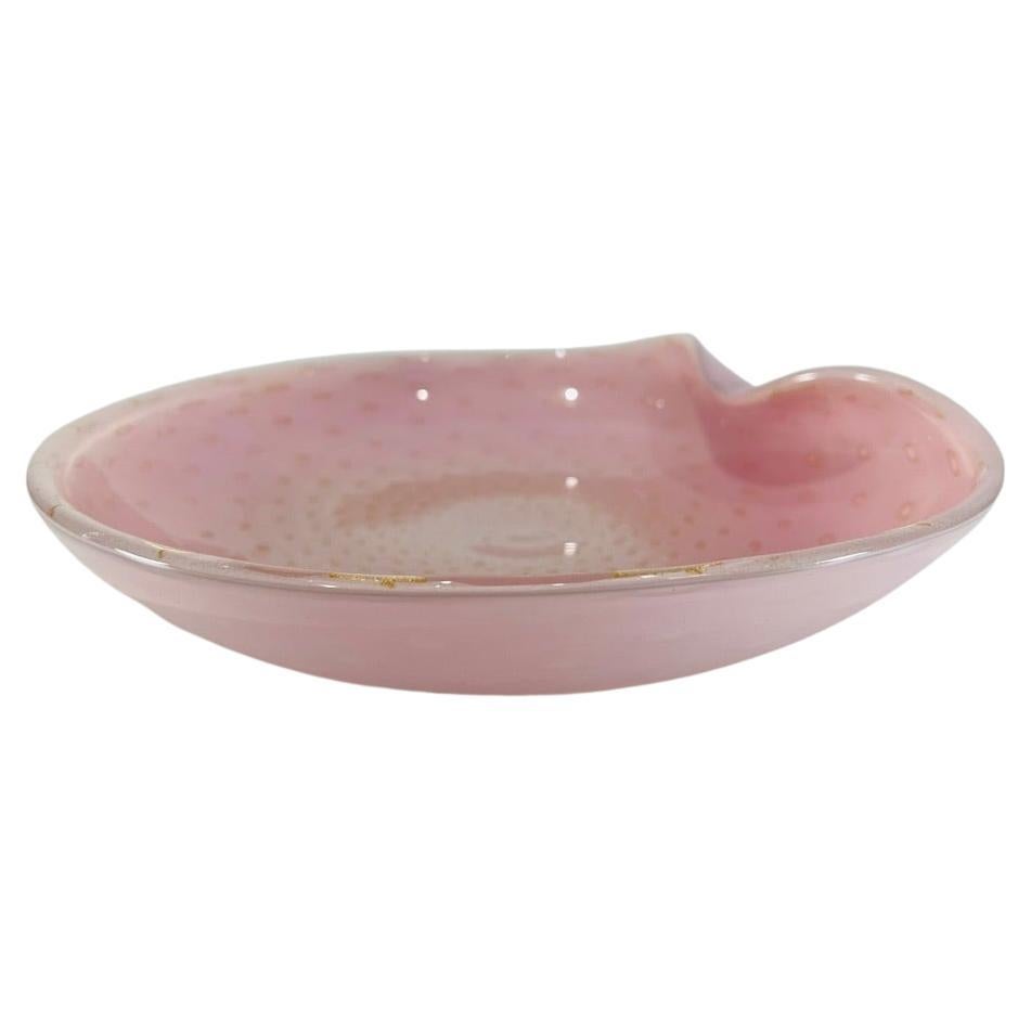 Cenedese  Murano glass pink with gold circa 1950 center piece. For Sale