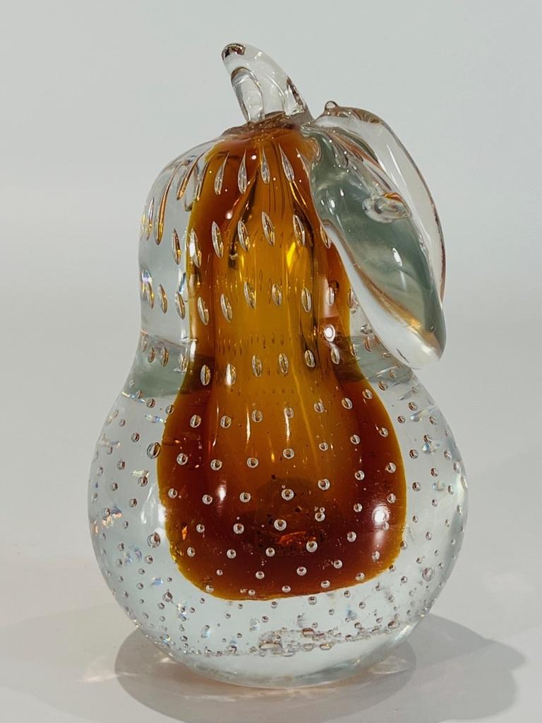 Italian Cenedese  Murano glass set of pears with bubbles circa 1950 For Sale