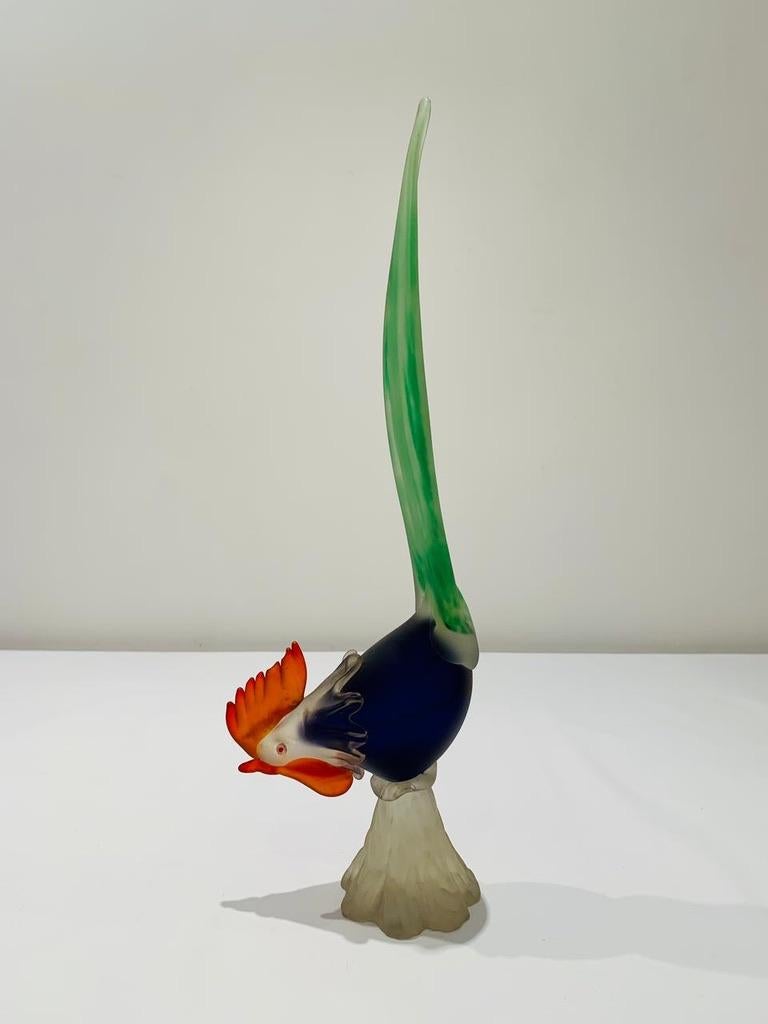 Incroyable coq en verre de Murano Cenedese tricolore circa 1950.