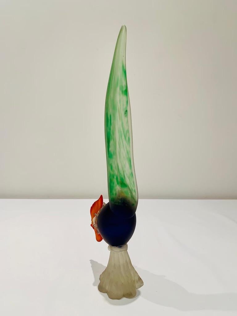 Cenedese Murano glass tricolor circa 1950 cock. In Good Condition For Sale In Rio De Janeiro, RJ