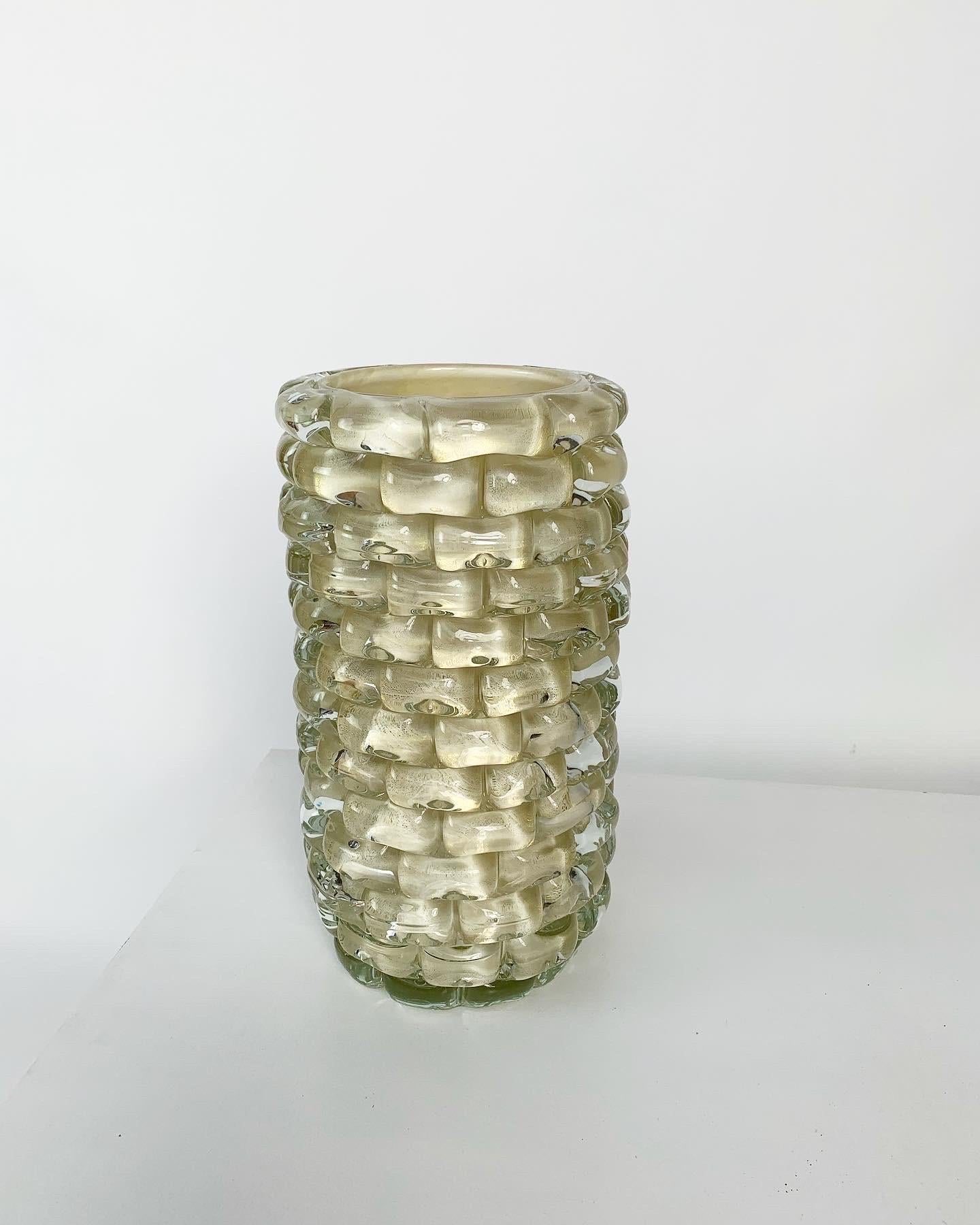 Italian Cenedese Murano Gold Leaf Glass Vase, Italy, 1980s For Sale