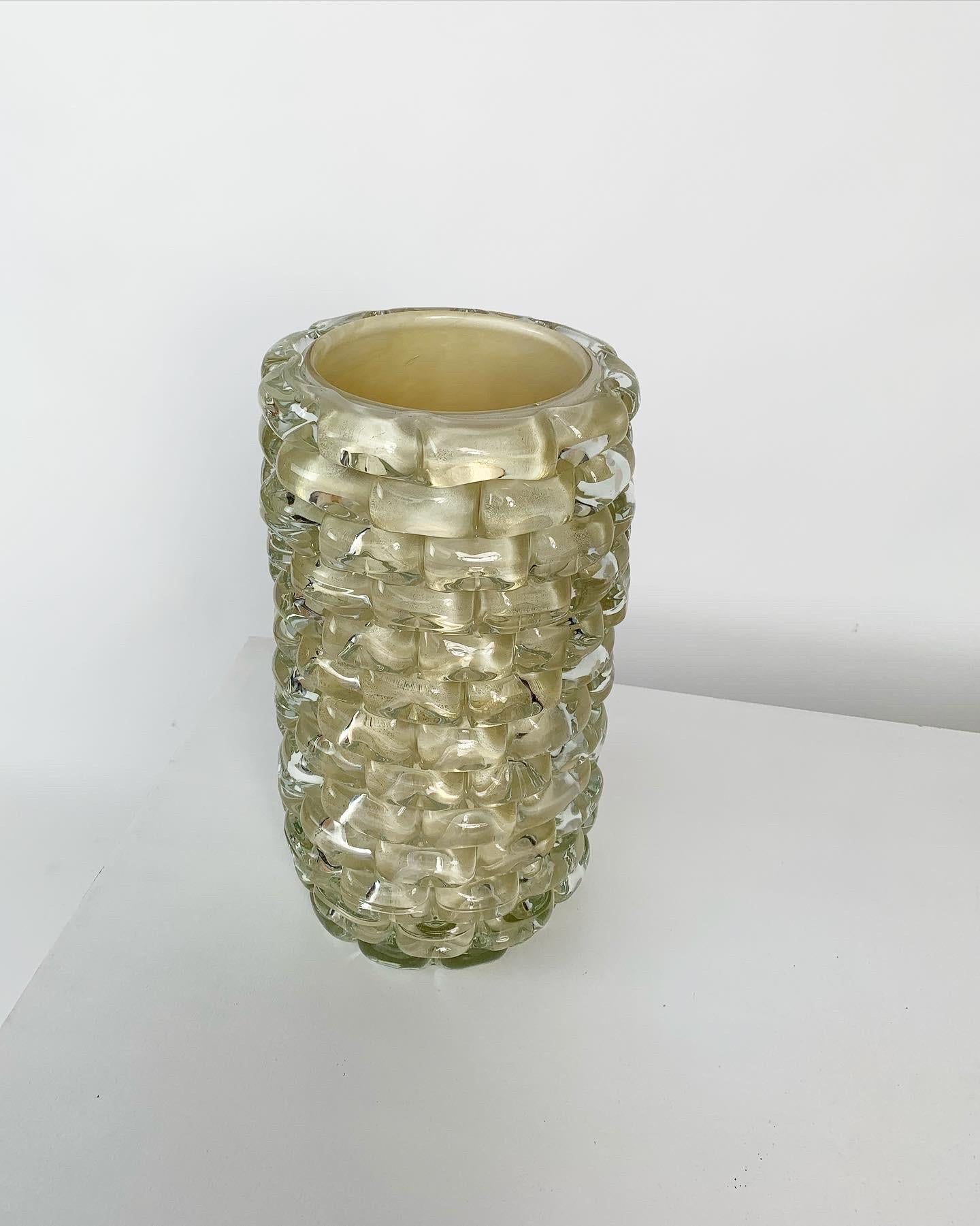 Cenedese Murano Gold Leaf Glass Vase, Italy, 1980s In Good Condition For Sale In Basel, BS