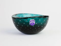 Vintage Mid-Century Cenedese Murano Green Glass Bullicante Bubble Bowl, or Dish