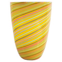 Retro Cenedese Murano Italian Art Glass Striped Vase