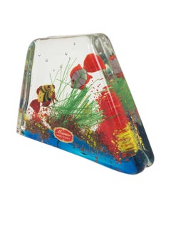 Cenedese Murano Italian Art Glass Two Fishes Aquarium Block