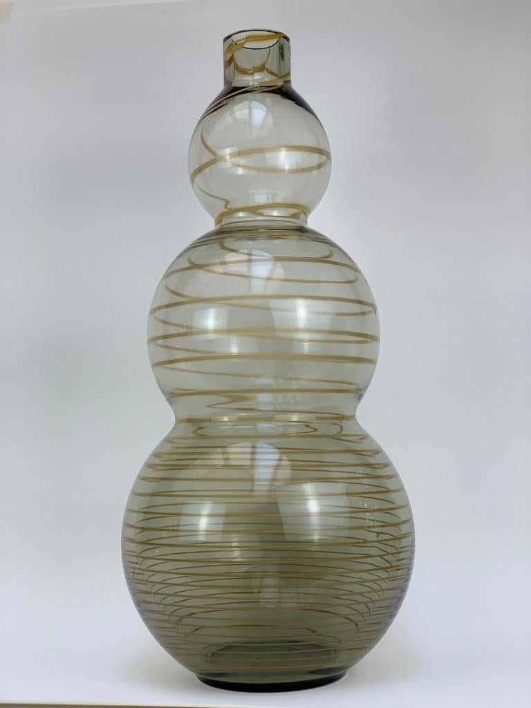Mid-Century Modern Cenedese Murano Mid Century Blown Glass Big Vase Signed For Sale
