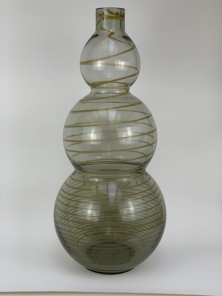 Italian Cenedese Murano Mid Century Blown Glass Big Vase Signed For Sale