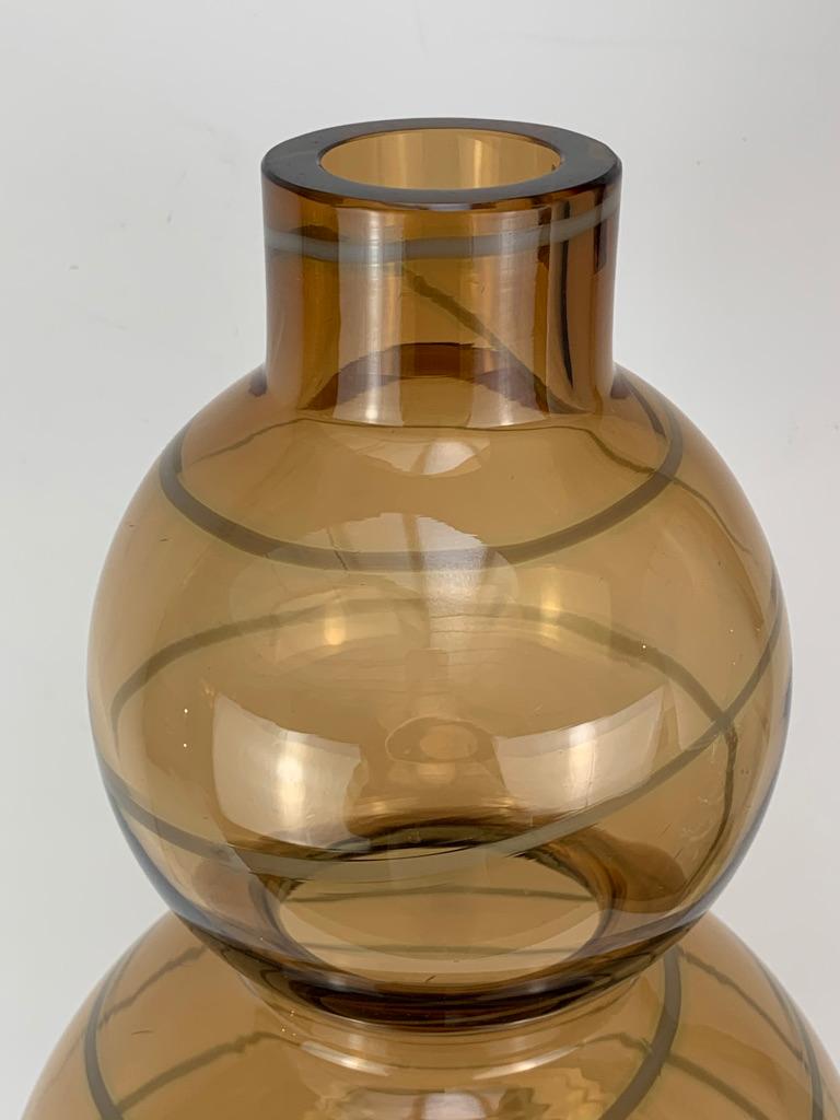 Murano Glass Cenedese Murano Midcentury Blown Glass Big Vase Signed For Sale