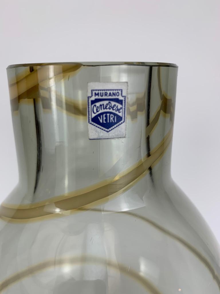 Cenedese Murano Mid Century Blown Glass Big Vase Signed For Sale 2