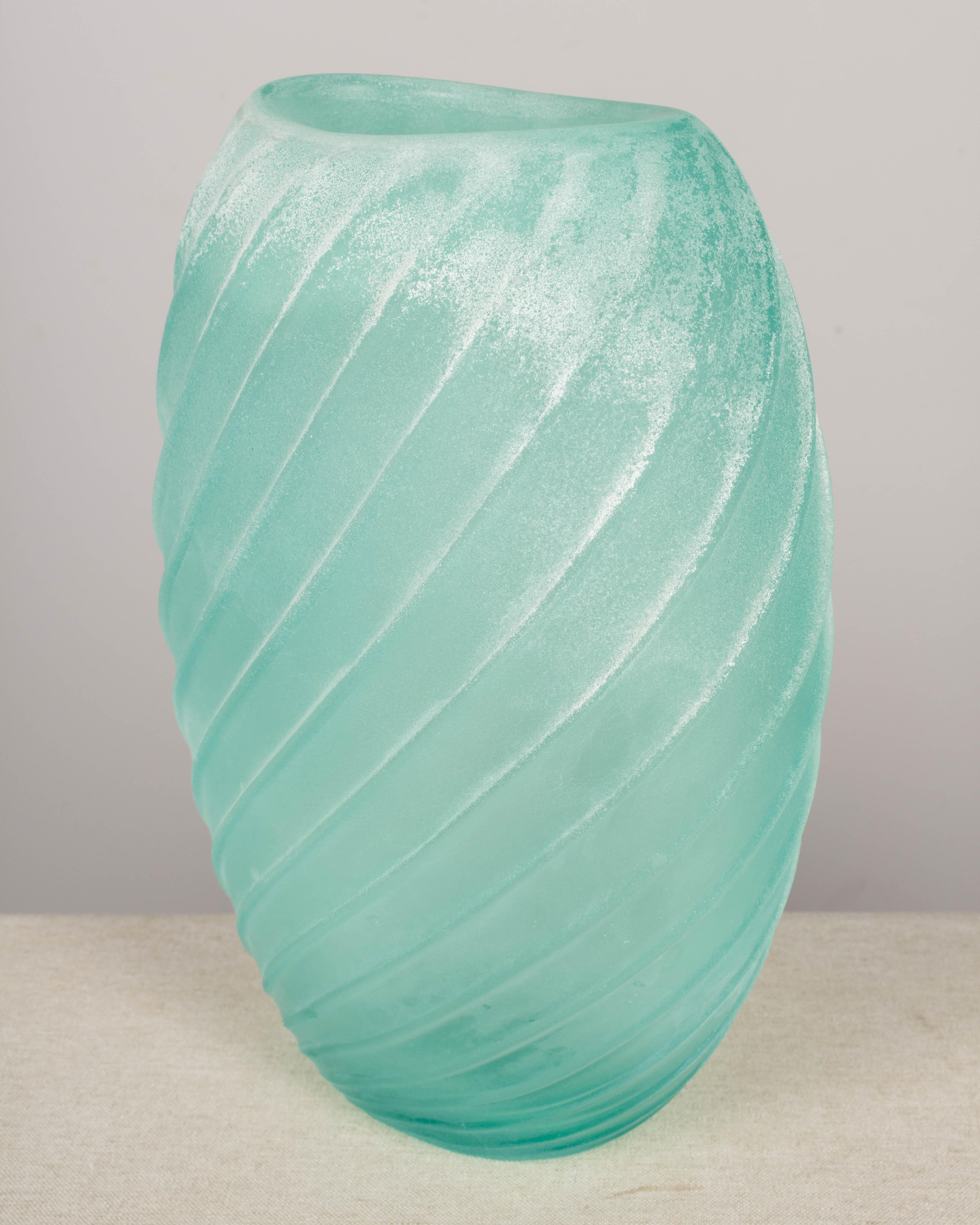 Italian Cenedese Murano Scavo Glass Vase For Sale