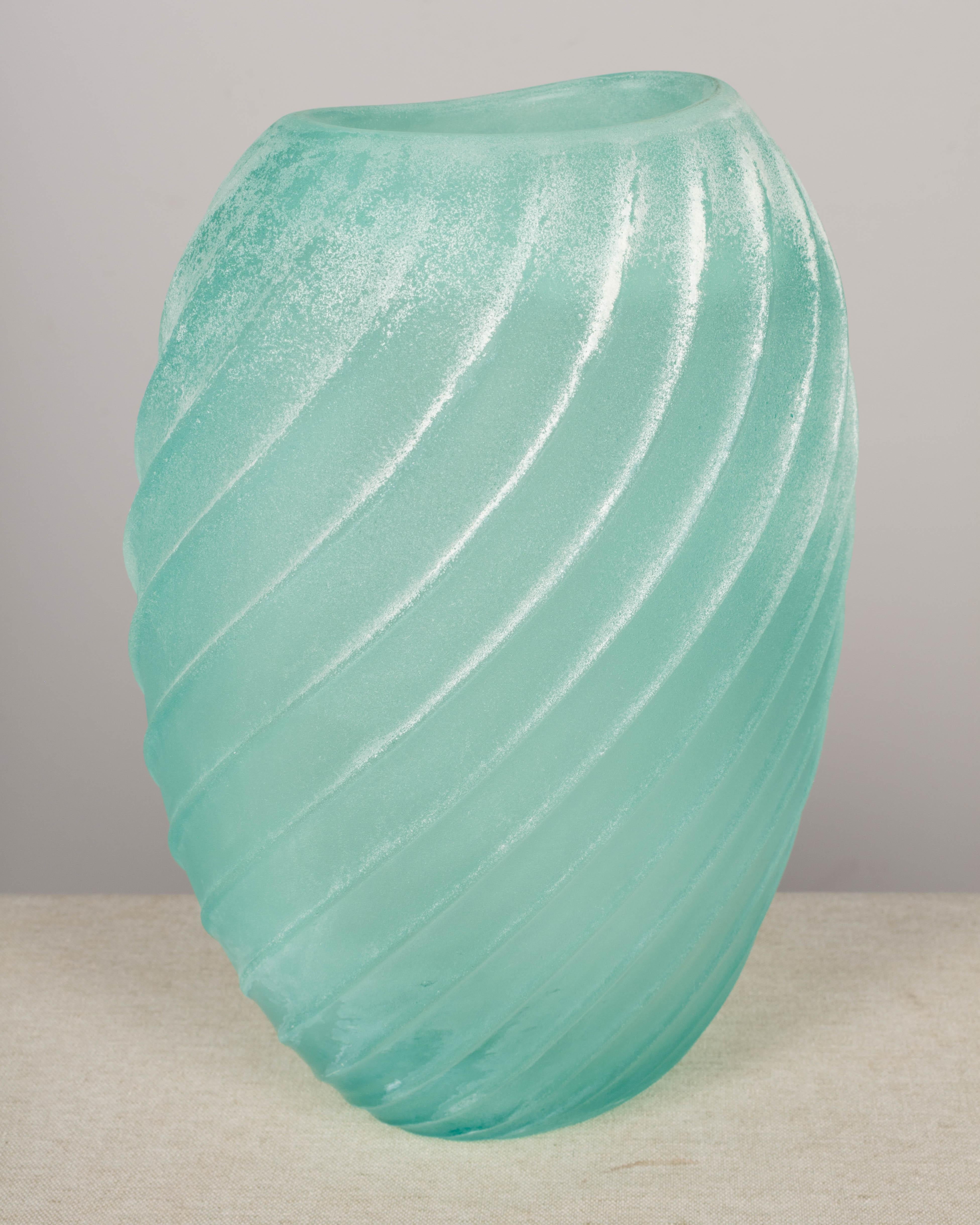 Late 20th Century Cenedese Murano Scavo Glass Vase For Sale