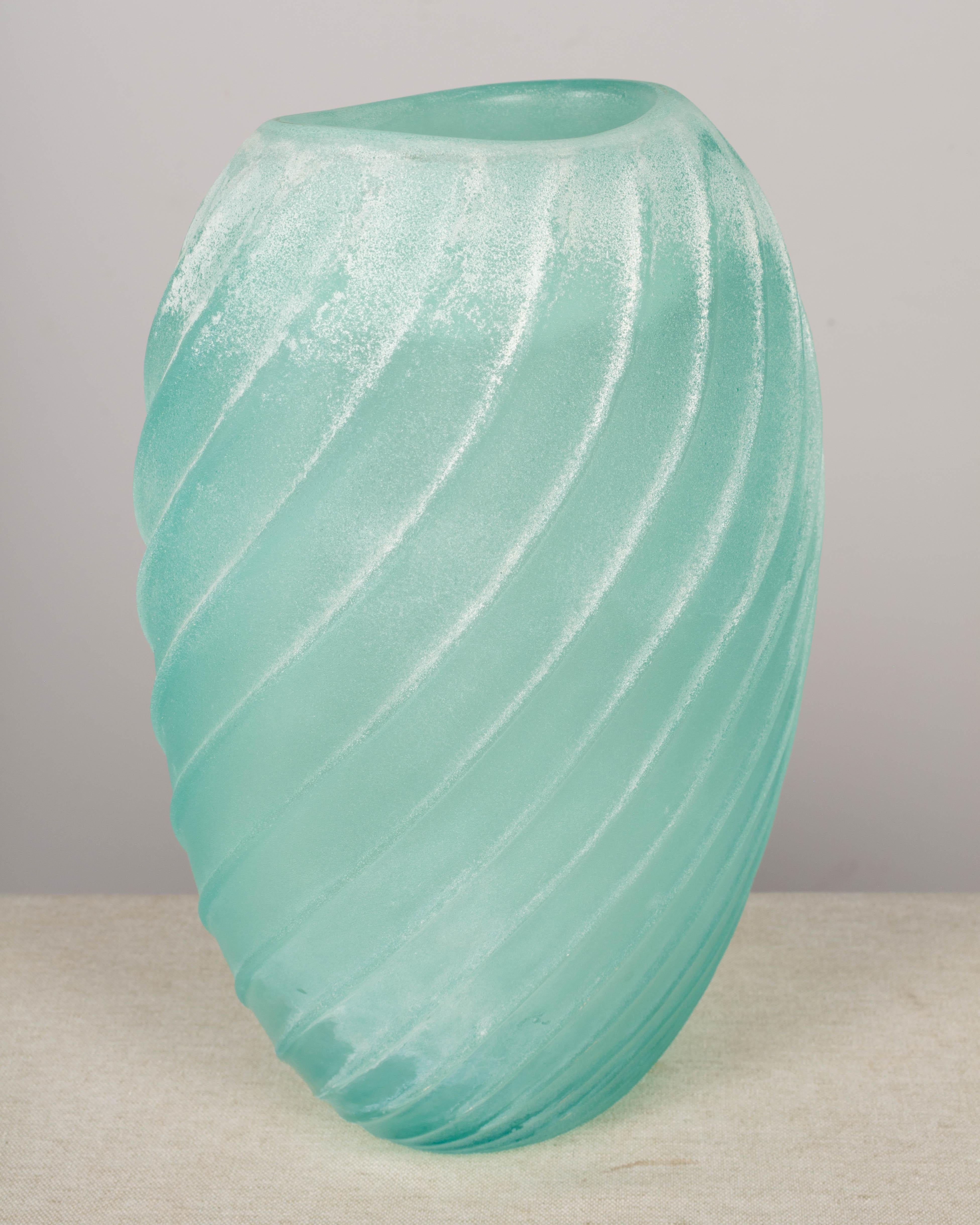 Art Glass Cenedese Murano Scavo Glass Vase For Sale