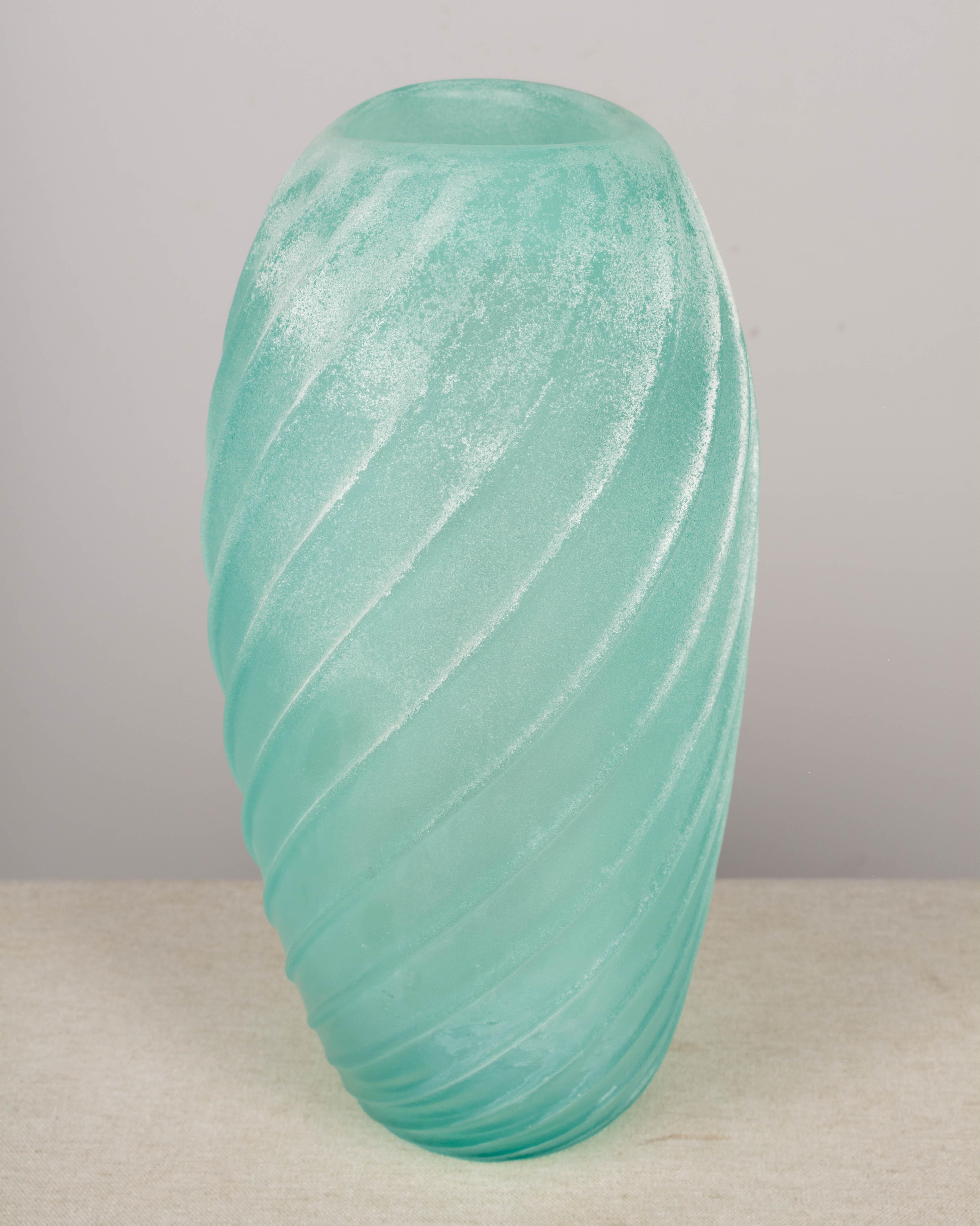 Cenedese Murano Scavo Glass Vase For Sale 1