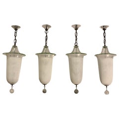 Cenedese Murano Signed Four Mid Century " Scavo" Blown Glass Chandeliers