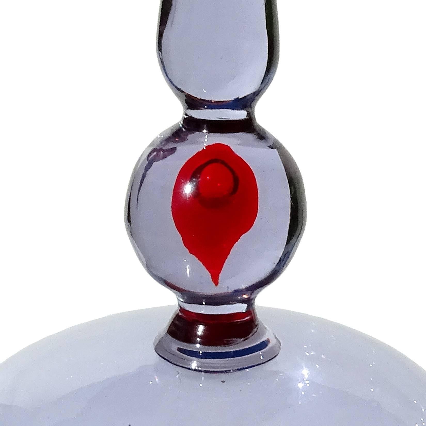 20th Century Cenedese Murano Sommerso Alexandrite Blue Red Italian Art Glass Jar Container