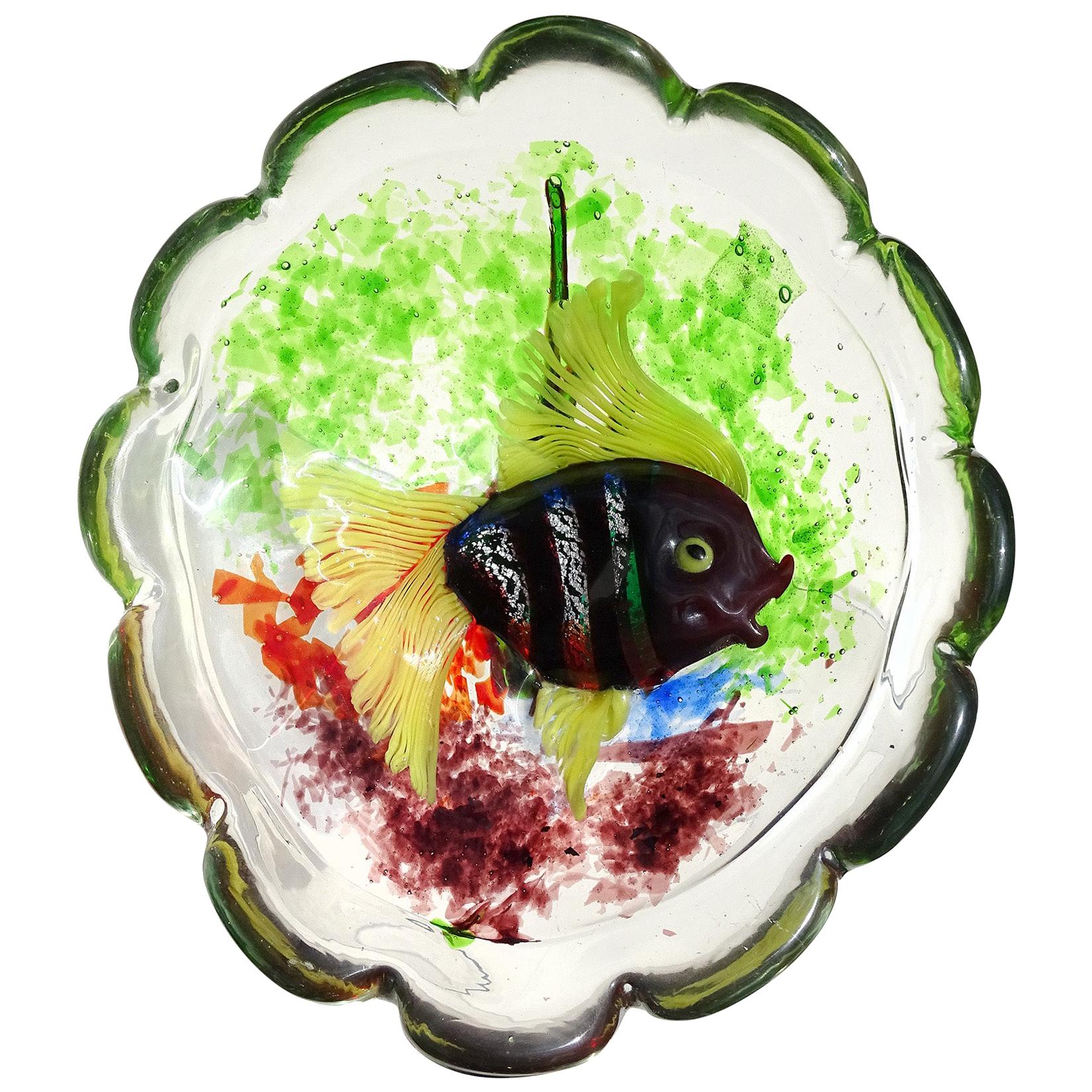 Cenedese Murano Vintage Red Silver Leaf Italian Art Glass Decorative