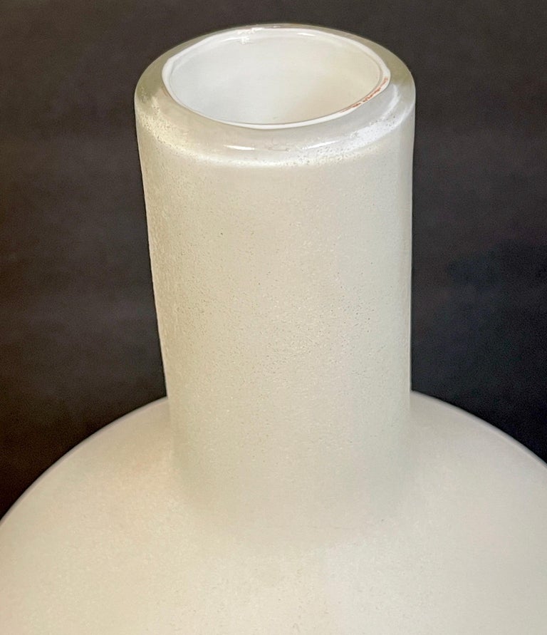 20th Century Cenedese Murano White-Scavo Decanter Bottle with Ball Stopper For Sale