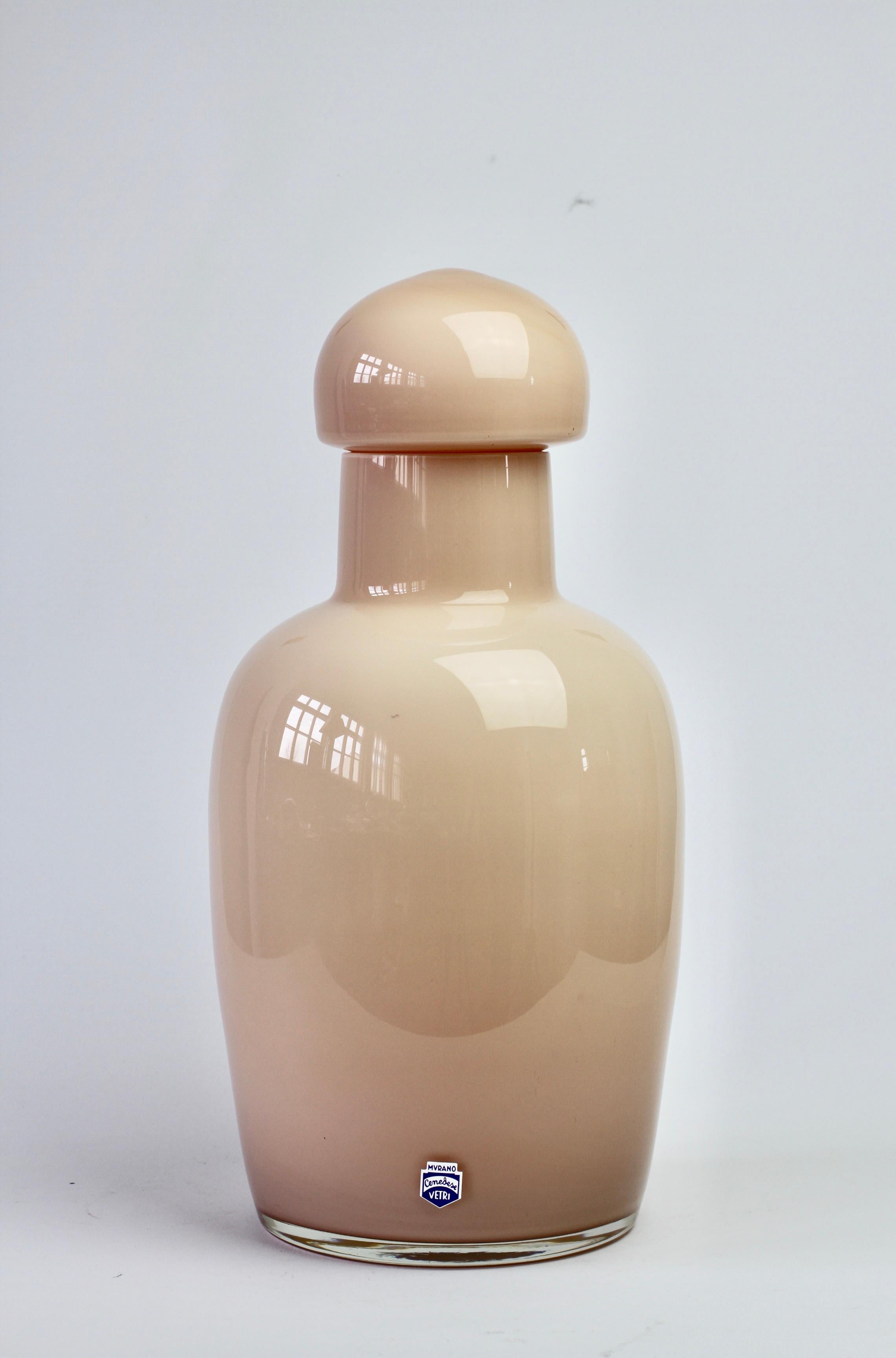 Vase oder Urne aus italienischem Murano-Kunstglas, Nude-Rosa, Vintage, Mitte des Jahrhunderts im Angebot 8