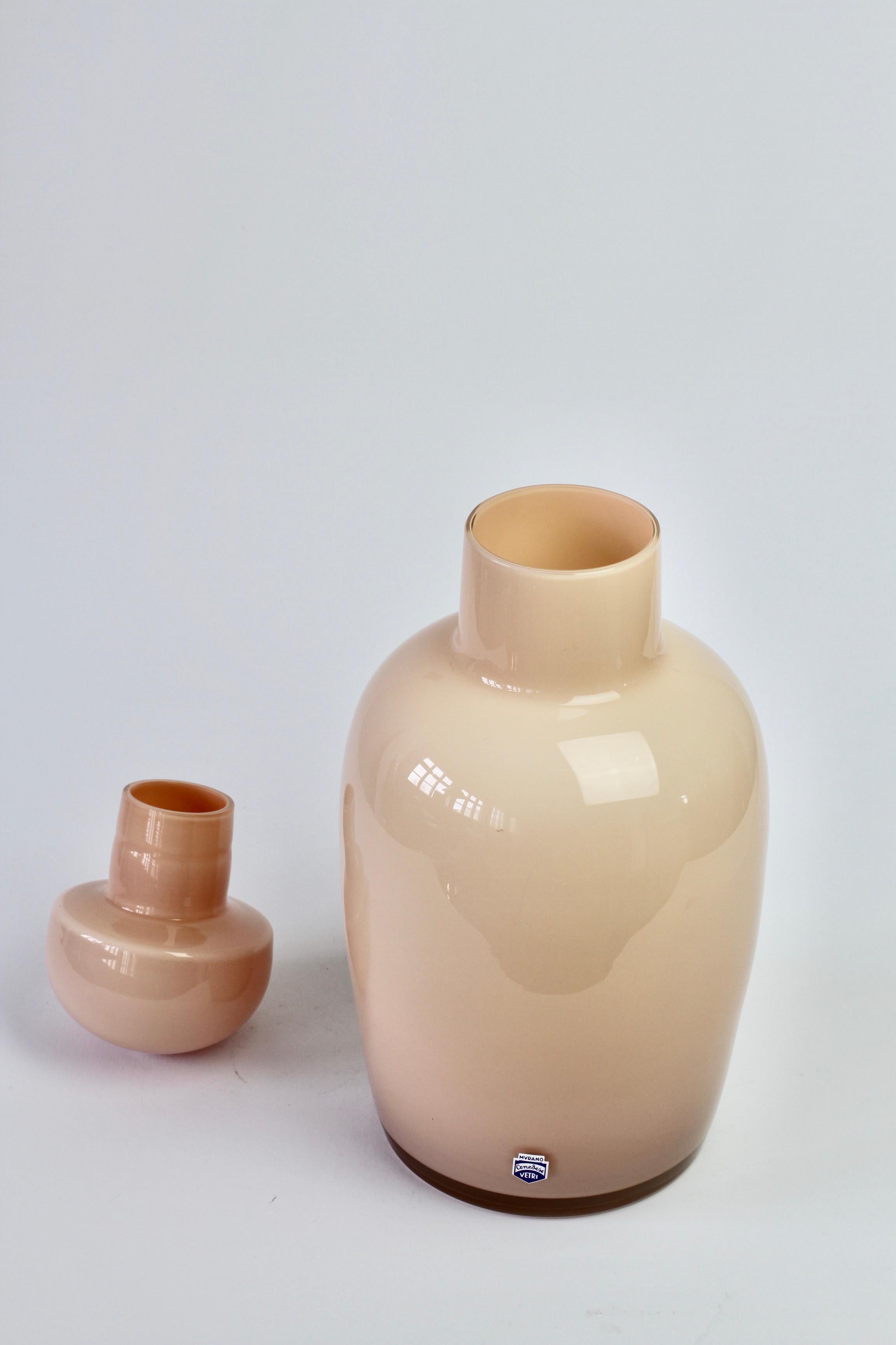 Vase oder Urne aus italienischem Murano-Kunstglas, Nude-Rosa, Vintage, Mitte des Jahrhunderts im Angebot 10