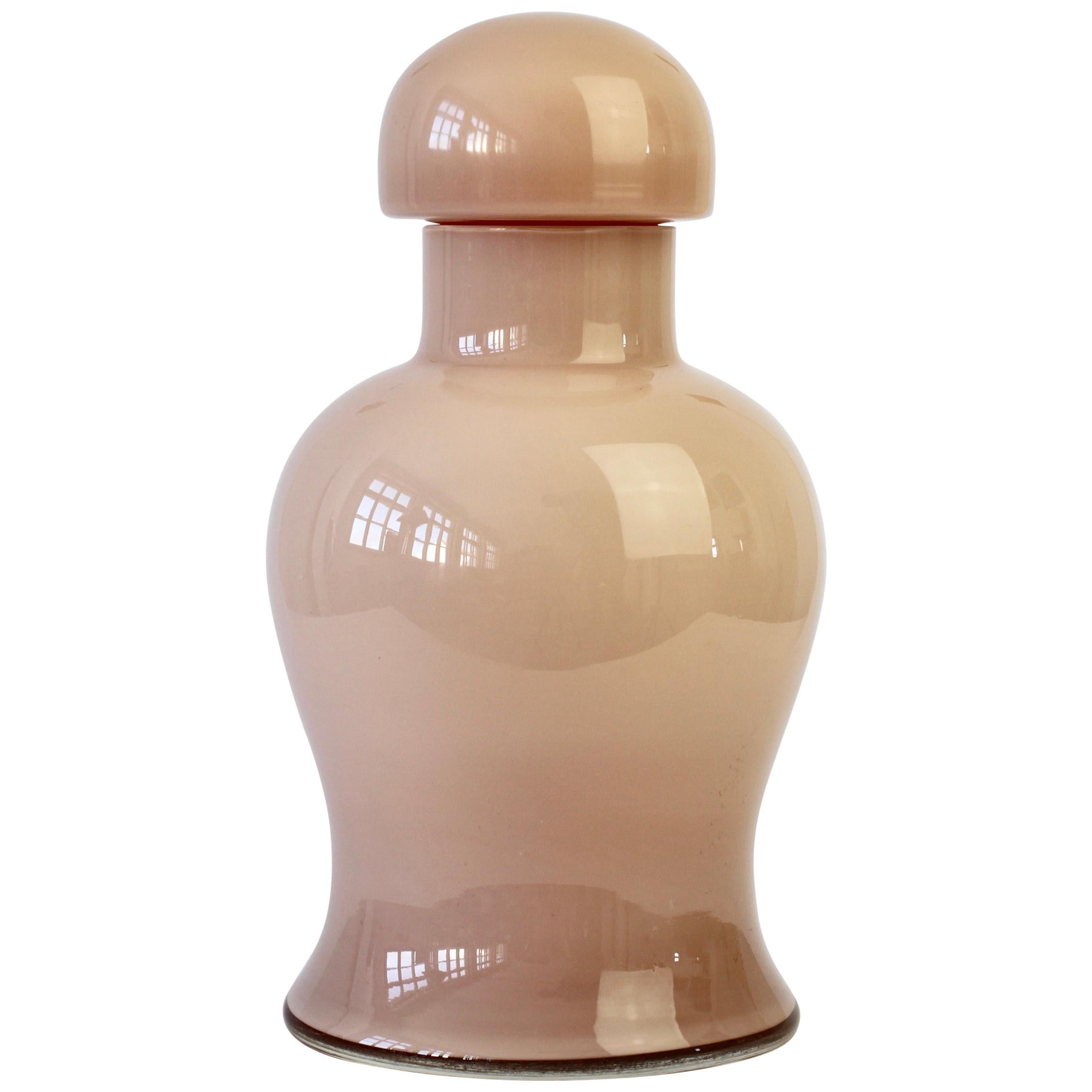 Cenedese Nude Pink Vintage Midcentury Italian Murano Art Glass Vase or Urn