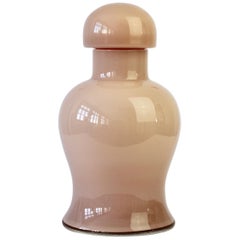 Vase oder Urne aus italienischem Murano-Kunstglas, Nude-Rosa, Vintage, Mitte des Jahrhunderts